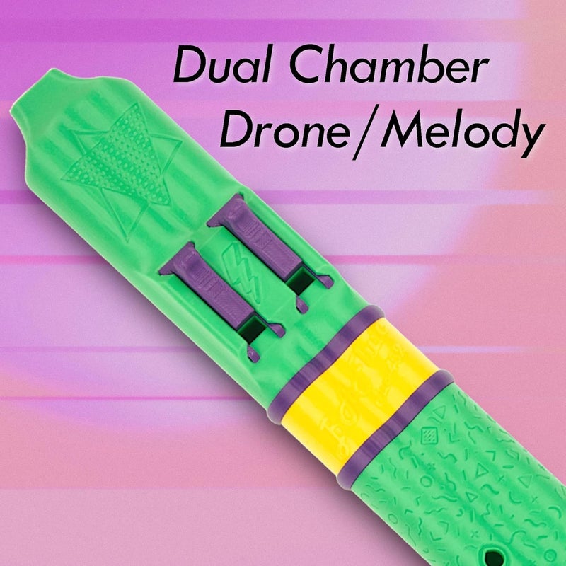 BáFlute BaFlute Native American Style Drone Flute, Key of A 432hz, Double Chamber Drone Flute, 3D Printed, 90's Vibe (Green) - Image 4